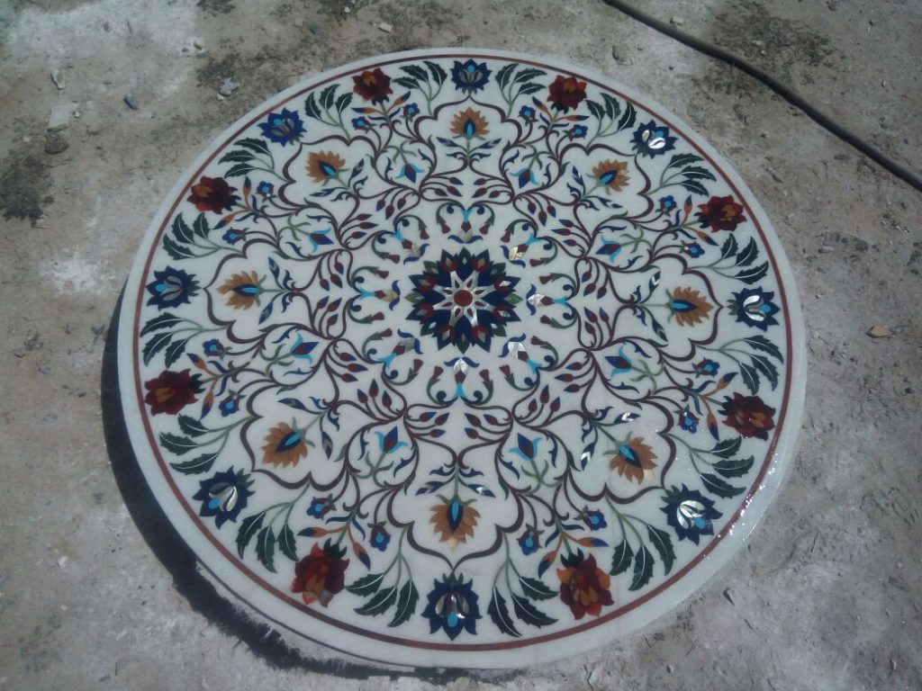 White Table Top with Inlay Work