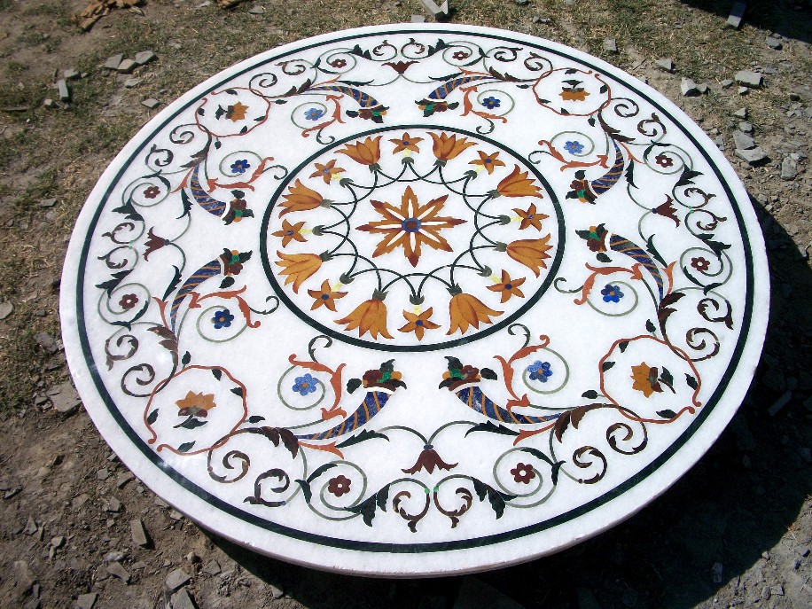 White Table Top with Inlay Work